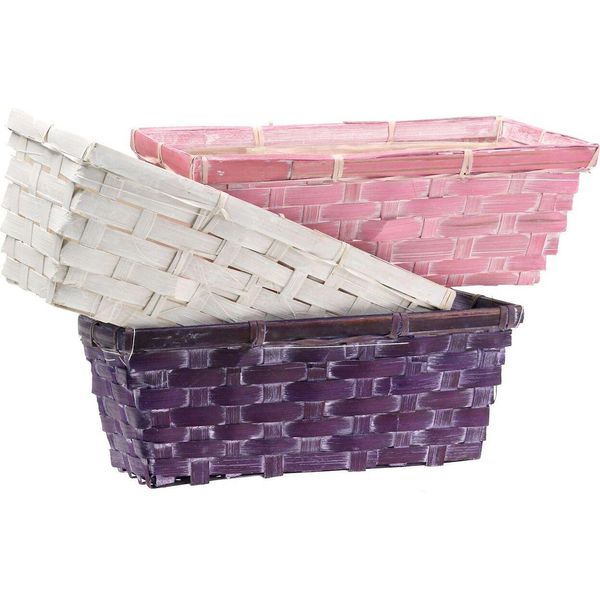 Set Di Cesti Quadrati Viola/Bianco/Rosa 6 Pezzi Per La Decorazione Della Primavera-image