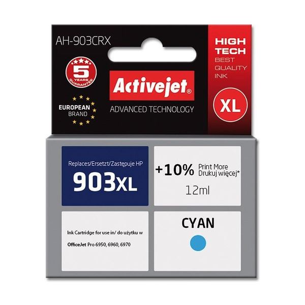 Activejet AH-903CRX Ink (Replacement For Hp 903XL T6M03AE; Premium; 12 Ml; Cyan)-image
