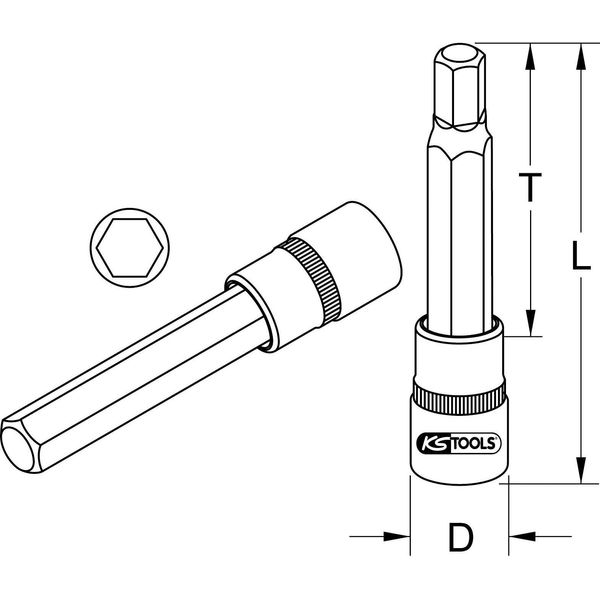 Ks Tools 1/2" Chromeplus Bit Socket Esagono Lungo 13 Mm - 918.1832"-image