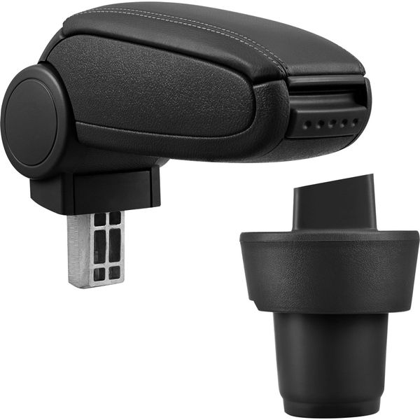 [Bracciolo Centrale, Perfetto Per Skoda Citigo (3 E 5 Porte) - Bracciolo Con Vano Portaoggetti - Rivestito - Pelle Artificiale - Nero-image