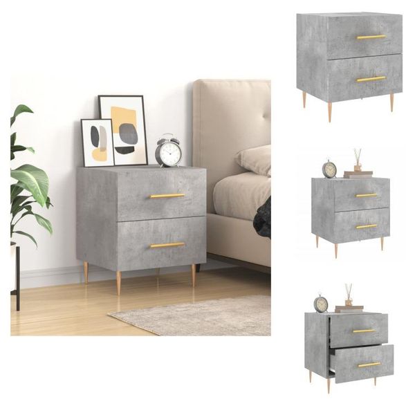 Vidaxl Comodino Grigio Cemento 40X35X47,5 Cm Materiale Legno - Comodini-image