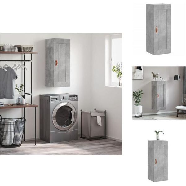 Vidaxl Armadio A Muro Grigio Cemento 34,5X34X90 Cm Materiale Legno - Credenze-image