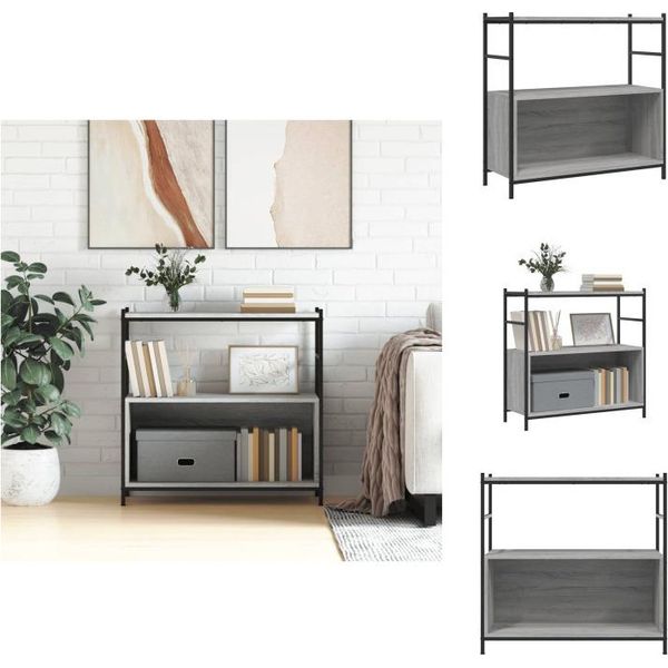 Vidaxl Libreria Grey Sonoma 80X30X78,5 Cm Materiale A Base Di Legno E Ferro - Librerie & Librerie-image