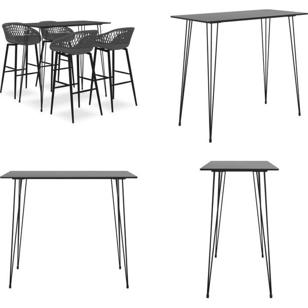 Vidaxl Set Da Bar 5 Pezzi Nero E Grigio - Set Da Bar - Set Da Bar - Tavolo Da Bar Con Sgabello Da Bar - Tavoli Da Bar Con Sgabello Da Bar-image