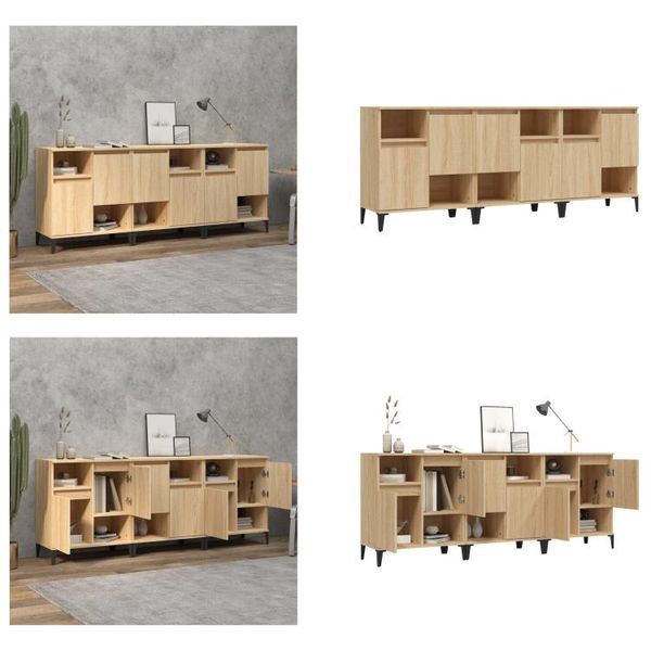 Vidaxl Credenze 3 Pezzi Rovere Sonoma 60X35X70 Cm Materiale A Base Di Legno - Credenza - Credenze - Armadio - Armadio Portaoggetti-image