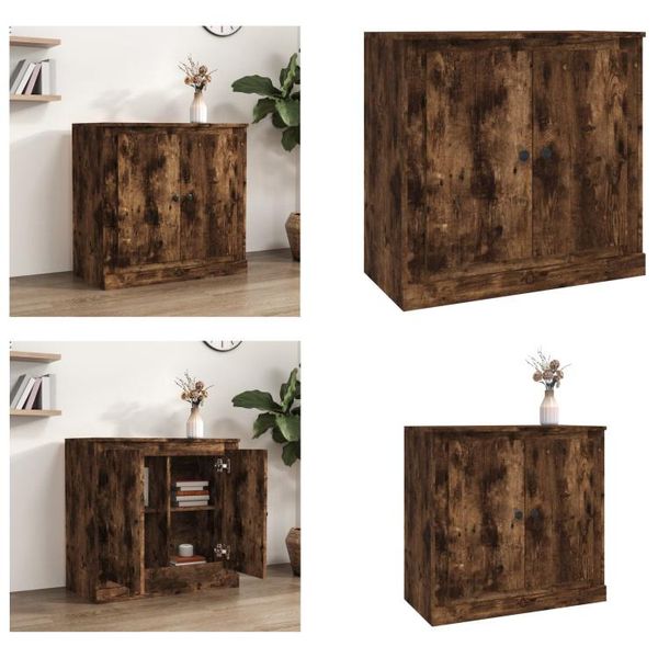 Vidaxl Credenza In Rovere Fumé 70X35,5X67,5 Cm In Legno - Credenza - Credenze - Armadio - Armadio Portaoggetti-image