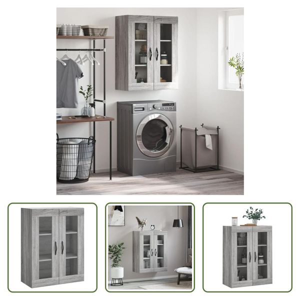 The Living Store Armadio A Muro Grigio Sonoma 69,5X34X90 Cm Materiale Legno-image