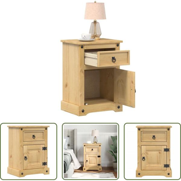 The Living Store Comodino 45X35X64 Cm In Legno Di Pino Massiccio-image