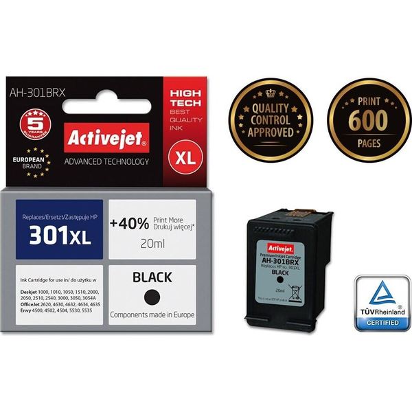 Activejet AH-301BRX Ink (Hp 301XL CH563EE Compatible; Premium; 20 Ml; Black)-image