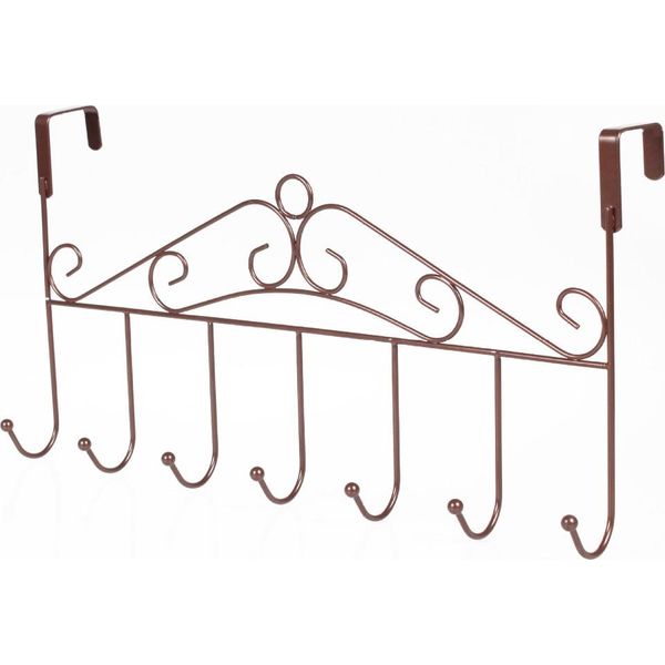 42,5 Cm Appendiabiti Da Porta In Metallo Da Montare Sopra La Porta | Appendiabiti Con 7 Ganci | Binario Per Gancio Da Porta | Binario Per Gancio Da Porta | Appendiabiti Per Porta | Binario Per Appendere La Porta Senza Forare | (Marrone)-image