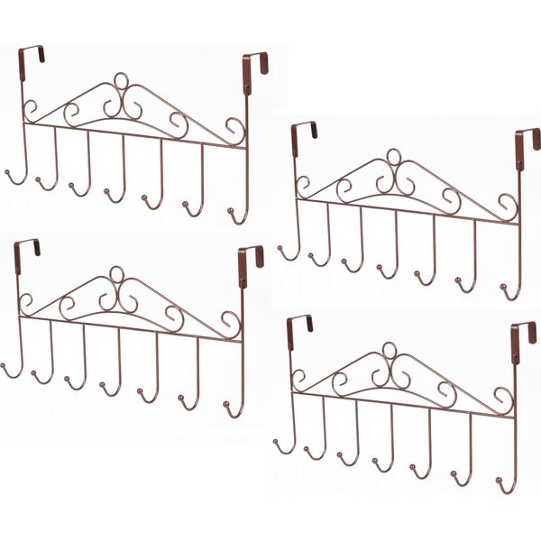 Confezione Da 4 Appendiabiti Da Porta Per Appendere - 42,5 Cm - Portasciugamani - Bagno, Corridoio, Soggiorno Ganci Per Cappotti Con 7 Ganci Appendiabiti Da Porta Appendiabiti Da Porta Porta Appendiabiti 4 Pezzi Appendiabiti Da Porta In Marrone-image