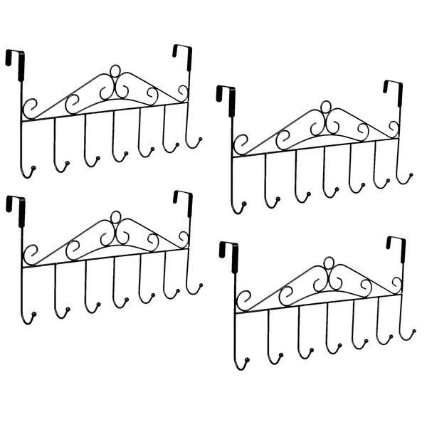 Confezione Da 4 Appendiabiti Da Porta Per Appendere - 42,5 Cm - Portasciugamani Nero - Bagno, Corridoio, Soggiorno Ganci Per Cappotti Con 7 Ganci Appendiabiti Da Porta Ganci Per Cappotti Porta Appendiabiti 4 Pezzi Appendiabiti Da Porta-image