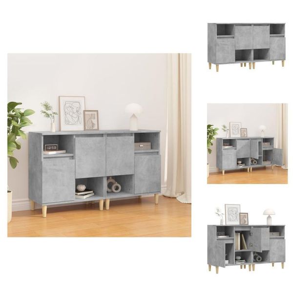 Vidaxl Credenze 2 Pz. Grigio Cemento 60X35X70 Cm Materiale A Base Di Legno - Credenze-image