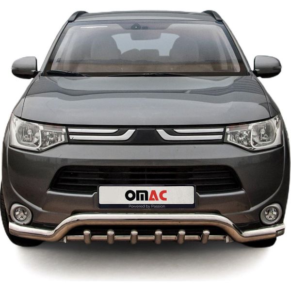 Barra Di Protezione Paraurti Anteriore Per Mitsubishi Outlander 2012-2015 Acciaio Argento Abe-image