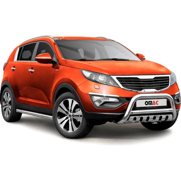 Barra Di Protezione Del Paraurti Anteriore Per Kia Sportage 2010-2015 Con Abe In Acciaio Inox Argento-image