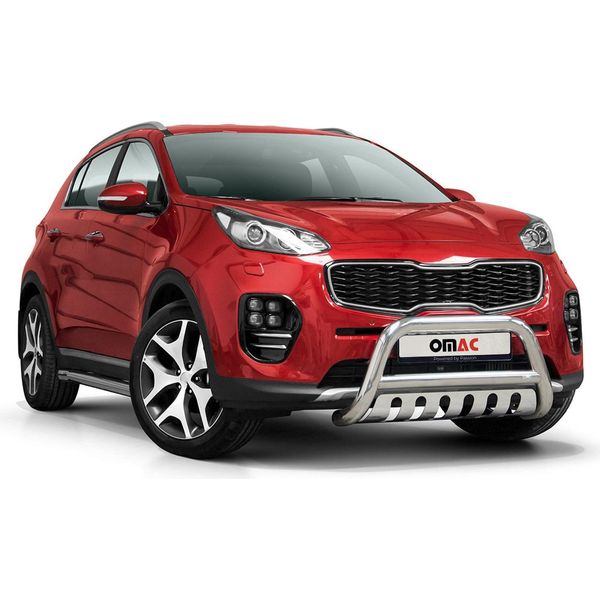Barra Di Protezione Del Paraurti Anteriore Per Kia Sportage 2015-2018 Con Abe In Acciaio Inox Argento-image