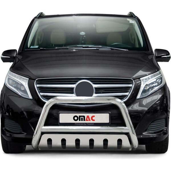 Barra Di Protezione Del Paraurti Anteriore Per Mercedes Classe 2014-2025 Abe In Acciaio Inox Argento-image