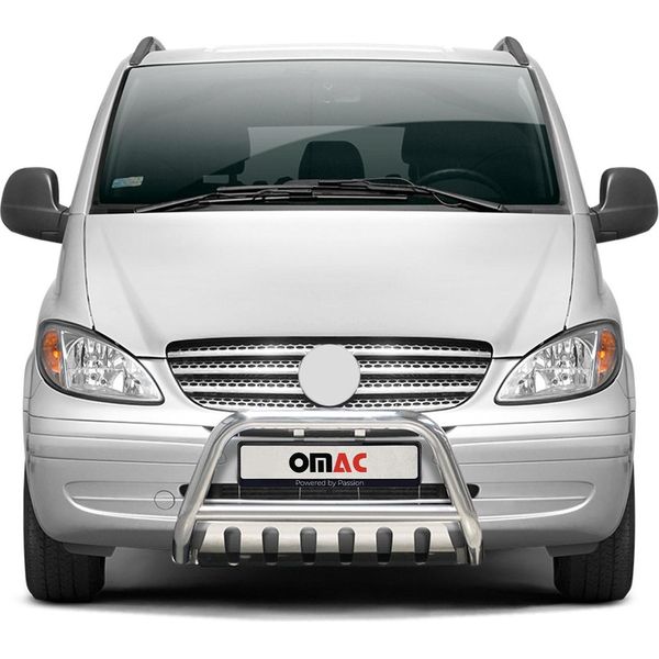 Barra Di Protezione Paraurti Anteriore Per Mercedes Vito W639 2003-2010 Abe Argento Acciaio-image