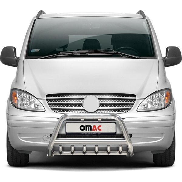 Barra Di Protezione Paraurti Anteriore Per Mercedes Vito W639 2003-2010 Abe Acciaio Argento-image