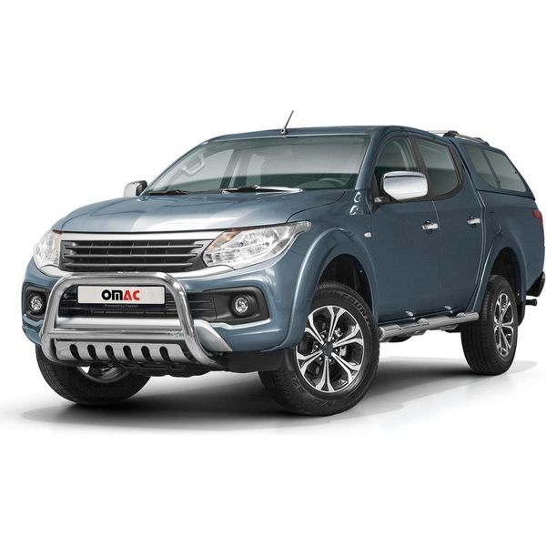 Barra Di Protezione Paraurti Anteriore Per Fiat Fullback 2015-2021 Acciaio Argento Con Abe-image