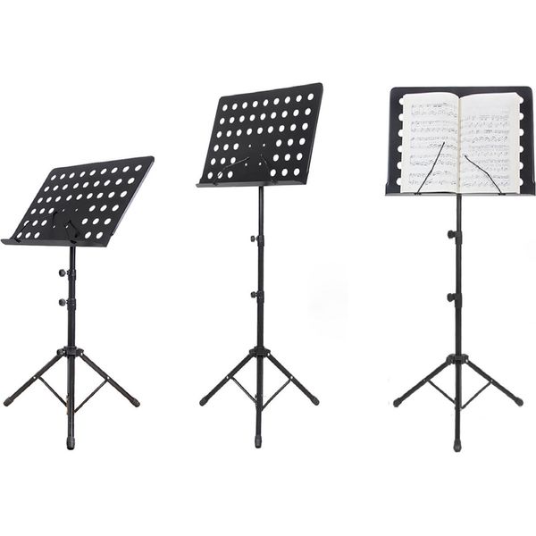 Leggio Da 50 A 165 Cm Regolabile In Altezza | Leggio Nero | Porta Spartiti Flessibile E Inclinabile | Leggio Per Orchestra - Leggio In Metallo | Leggio A Piastra Forata Stabile-image