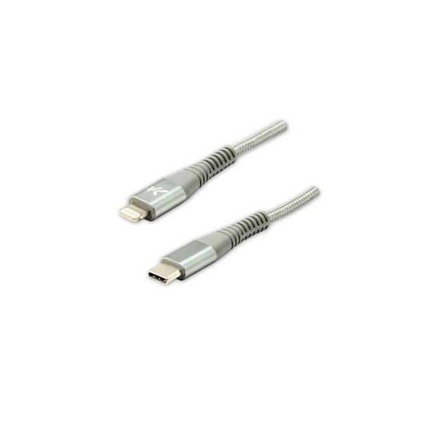 Cavo Usb Logo (2.0) Usb C Maschio - Apple Lightning Maschio 2M Argento Mfi, 5V/3A Nyl-image