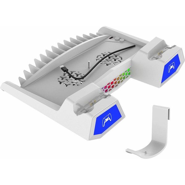 Ipega P5S023 Supporto Rgb Ricaricabile Multifunzionale Con Raffreddamento Per PS5/PS5 Slim Bianco-image