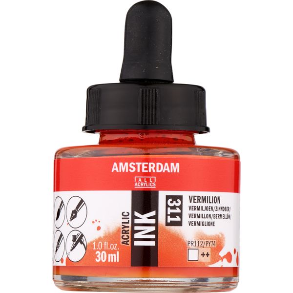 Amsterdam Bottiglia Di Inchiostro Acrilico 30 Ml Vermiglio 311-image
