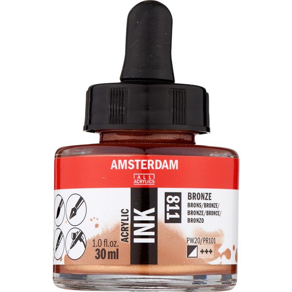 Amsterdam Bottiglia Di Inchiostro Acrilico 30 Ml Bronzo 811-image