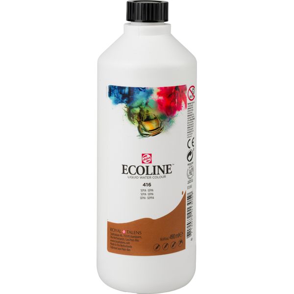 Ecoline Bottiglia Di Acquerello Liquido 490 Ml Sepia 416-image