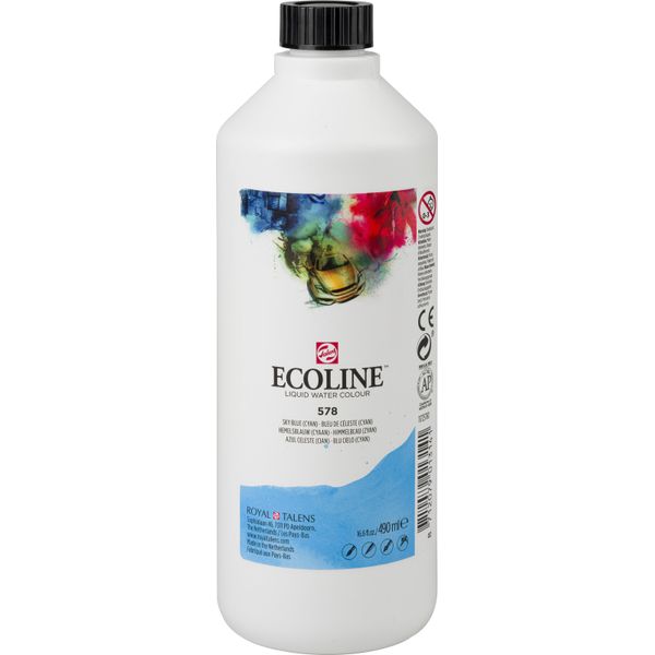 Ecoline Acquerello Liquido 490 Ml Blu Cielo (Ciano) 578-image