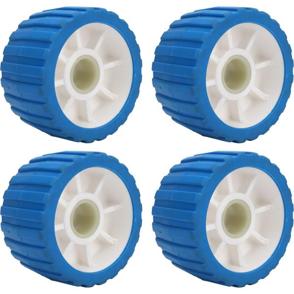 4 Pezzi Rulli Oscillanti Per Rimorchi Rulli Nervati Poli Resistenti Alle Alte Temperature Per Rimorchi Di Barche 125 X 73 30 Mm Blu-image