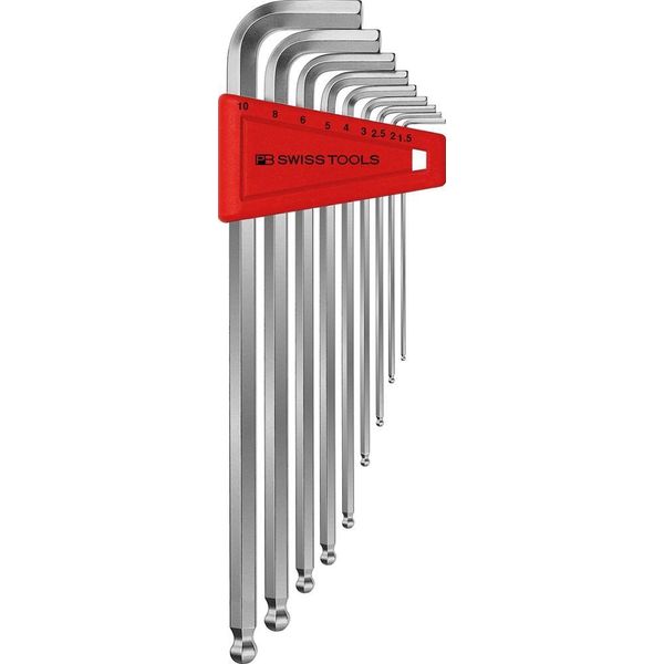 Set Di Chiavi Esagonali A L Con Supporto In Plastica Set Di 9 Pezzi 1,5-10 Mm Testa Sferica Pb Swiss Tools-image