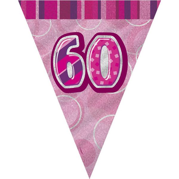 Striscione Unico Per Feste Con Numero 70, Design Glitter, Rosa SG12003 (Taglia Unica) (Rosa)-image