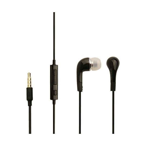 Cuffie Originali Samsung EHS64 In Nero Per Samsung Galaxy S6 SM-G920F Auricolari Inear Con Spina Da 3,5 Mm Suono Stereo Confezionato In Blocco + Cuscinetto Per La Pulizia Dello Schermo Emiro In Omaggio-image