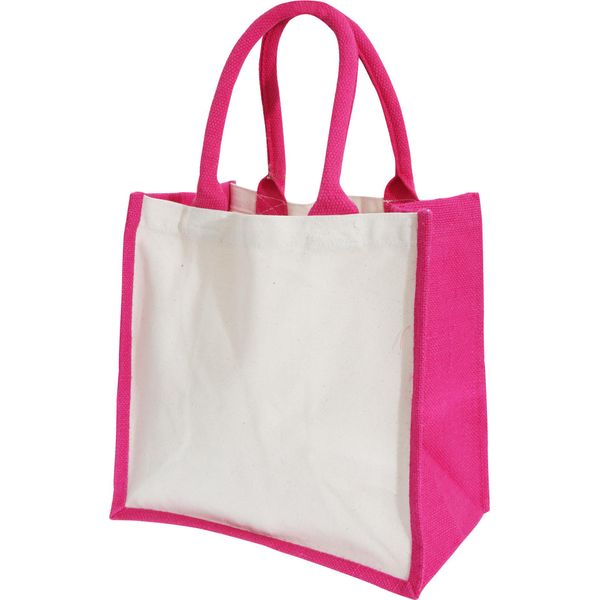 Westford Mill Midi Jute Bag / Shopper / Shopping Bag, 14 Litri (2 Pezzi/Confezione) BC4534 (Taglia Unica) (Fucsia)-image