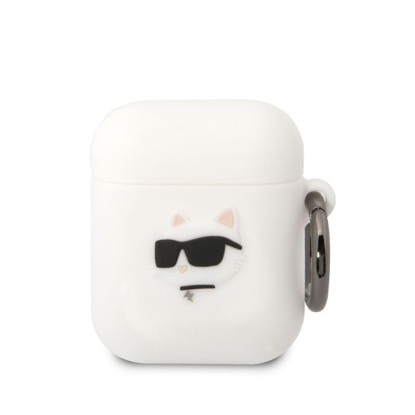 Karl Lagerfeld Kla2Runchh Airpods 1/2 Cover BiałY/Bianco Silicone Choupette Head 3D-image