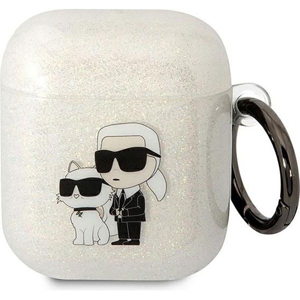 Karl Lagerfeld Kla2Hnkctgt Airpods 1/2Cover Trasparente Glitter Karl&Choupette-image