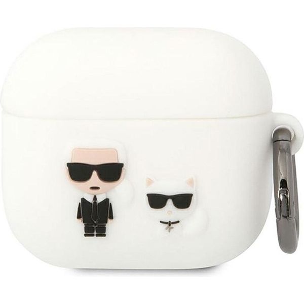 Karl Lagerfeld Klaca3Silkcw Airpods 3Cover BiałY/White Silicone Karl & Choupette-image