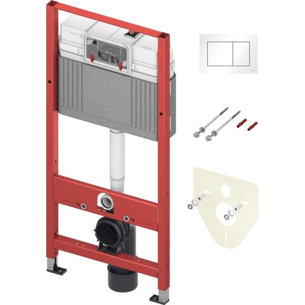 Tece Tecebase - Installazione A Parete Per Wc Sospeso, Con Cassetta Di Raccolta Base, Incl. Pulsante E Isolamento Acustico, Altezza Di Costruzione 1,12 M 9400412-image