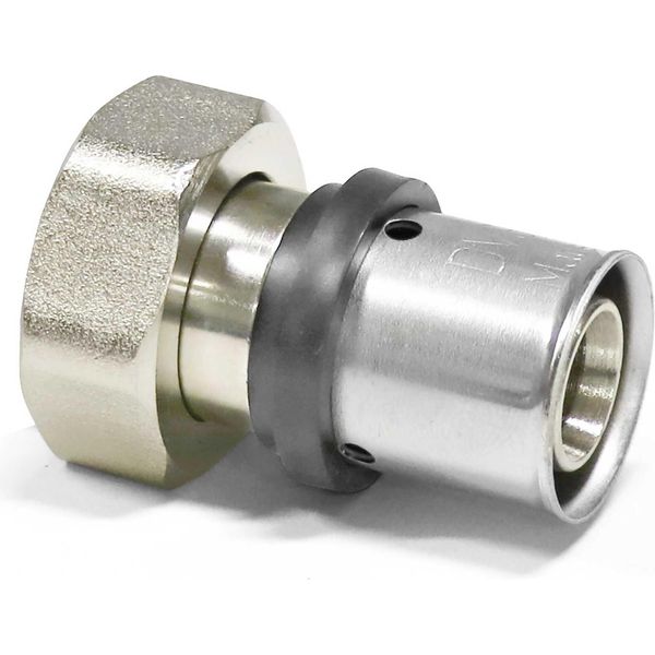 Raccordo Di Transizione A Pressare Pipetec Da Tubo Multistrato In Alluminio 20 X 2 Mm A 3/4" Eurocono Nichelato Raccordo: 20 X 2 Mm - 3/4 Pollici Misura: 20 X 2 Mm - 3/4 Pollici"-image