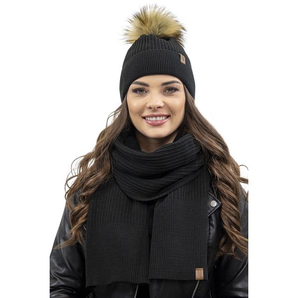Berretto Da Donna Vivisence Con Pompon E Sciarpa Caldo Copricapo E Scaldacollo Per L'inverno E L'autunno Caldo E Spesso, Berretto Invernale Con Pompon, Set Invernale Da Donna, Eu, Nero, Taglia Unica-image