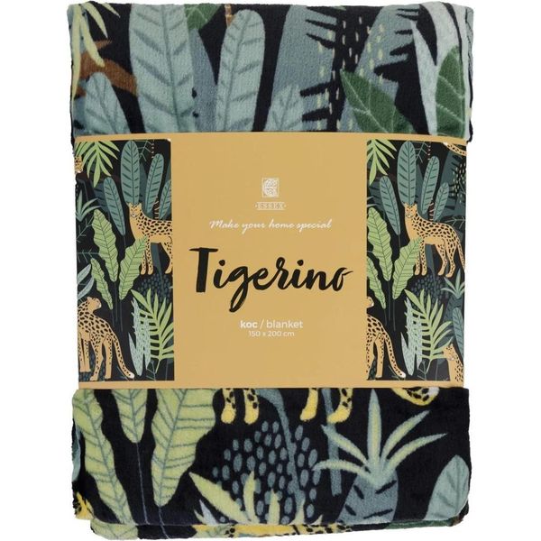 Coperta, Morbida E Soffice Coperta In Microfibra Tigerino 150X200 Tiger, Foglie Nere-image