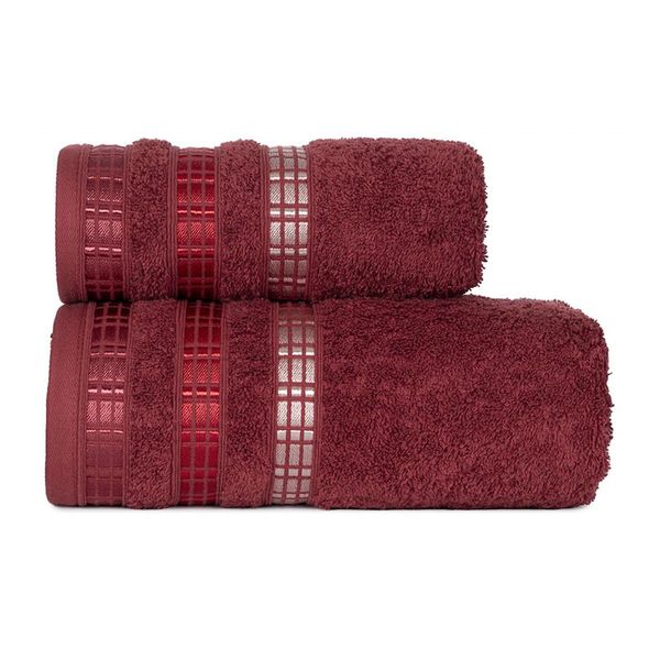 Asciugamano In Spugna Di Cotone Con Bordo Luxury 70X140 Cm, Bordeaux, 500 Gr Mybesthome-image