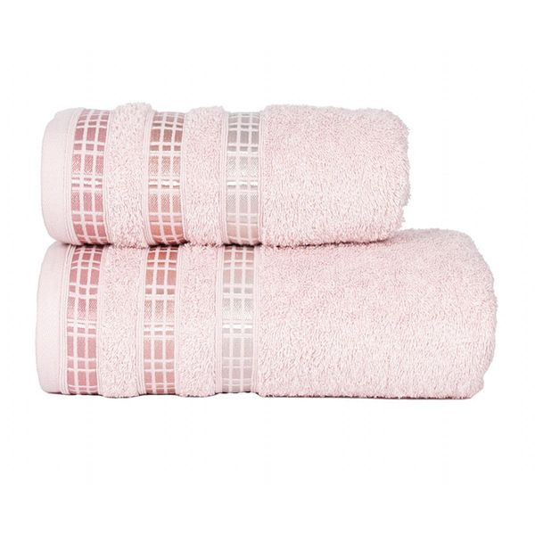 Asciugamano In Spugna Di Cotone Con Bordo Luxury 50X90 Cm, Rosa Polvere, 500 Gr Mybesthome-image