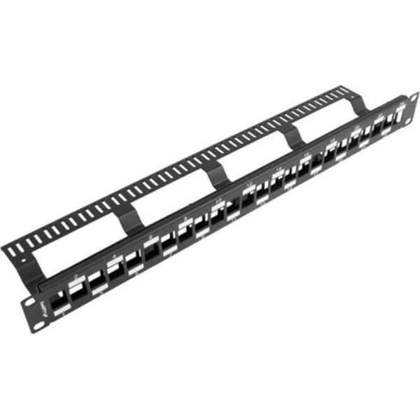 Lanberg PPKS-1224-B Pannello Patch Alternativo 1U 19" A 24 Porte Con Organizer Per Moduli Keystone Nero"-image