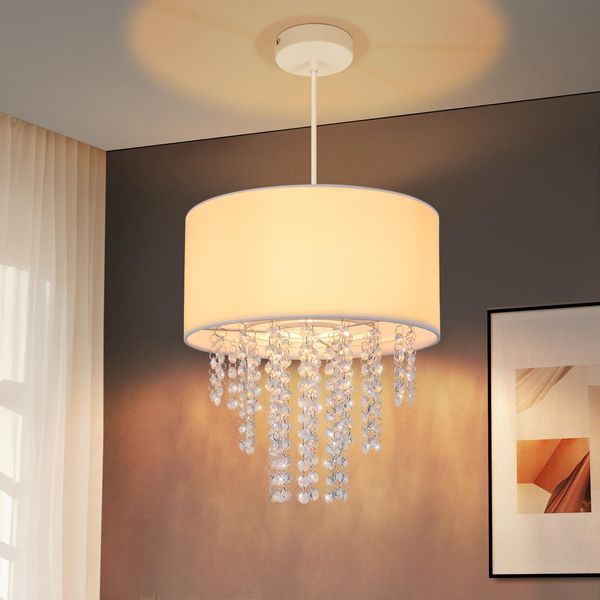 Zmh Lampada A Sospensione Soggiorno Lampada A Sospensione Camera Da Letto Lampada A Sospensione E27 Cristallo Tessuto Tavolo Da Pranzo Lampada A Sospensione Moderna Sala Da Pranzo Lampada A Sospensione Sala Da Pranzo Design Per Tavolo Da Pranzo (Senza Lampadina)-image