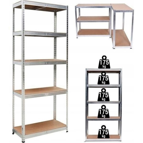 Ekspand | Scaffale In Metallo 180X90X40 - Argento - Robusto, Capacità Di Carico 875 Kg - Ideale Per Officina E Garage-image