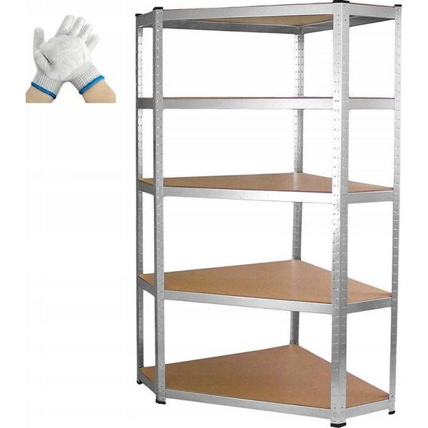 Ekspand | Scaffalatura Ad Angolo 180X90X40 - Argento - 5 Ripiani - Scaffalatura Resistente Con Capacità Di Carico Di 875 Kg - Pratico Spazio Di Archiviazione-image