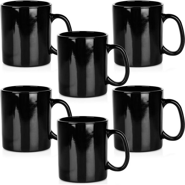 Vilde | Set Di Tazze In Vetro - 6 Pezzi - Nero - 300 Ml - Manico Ergonomico - Lavabile In Lavastoviglie - Tazze Da Caffè - Tazze Da Tè-image